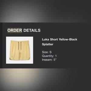 Legends Luka Shorts - Yellow Speckle 5” - Size S